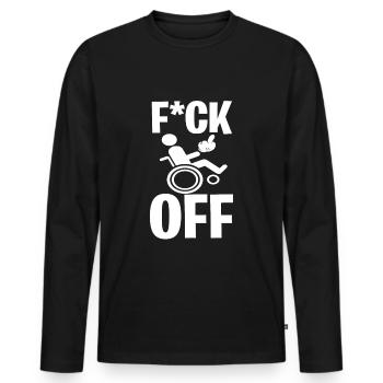 Wheelchair Handicap Humor Roll On - Men's Premium Organic Long Sleeve Shirt - black - Front - Nico (187cm)