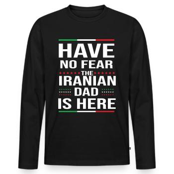 Iran père Iran Enseign - T-shirt manches longues Premium bio Homme - noir - Devant - Nico (187cm)