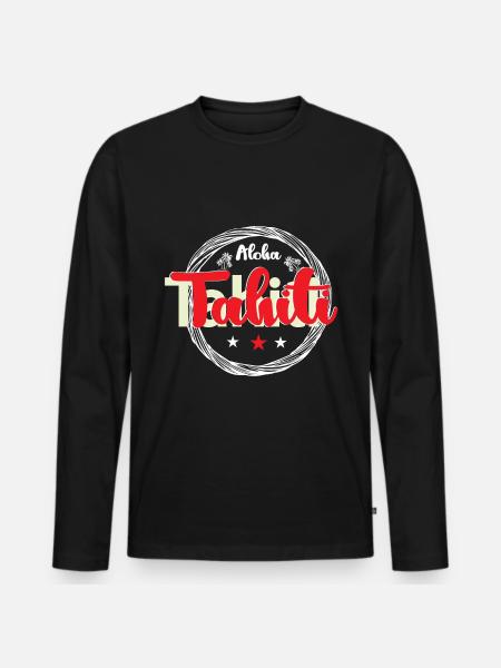 Aloha Tahiti Sommerurlaub Sonnenstrand - Männer Premium Bio Langarmshirt - Schwarz