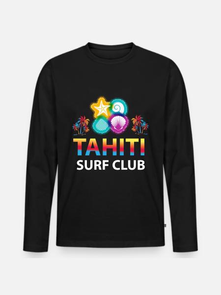 Tahiti Surf Club Aloha Palmen Surfen - Männer Premium Bio Langarmshirt - Schwarz