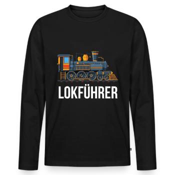 Lokführer Eisenbahn Dampflok Lok Einsteigen - Männer Premium Bio Langarmshirt - Schwarz - Vorne - Nico (187cm)