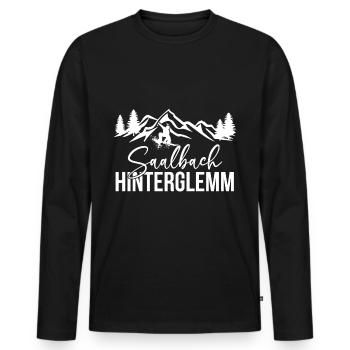 Saalbach Hinterglemm Snowboard Winter Sports Mountains - Men's Premium Organic Long Sleeve Shirt - black - Front - Nico (187cm)