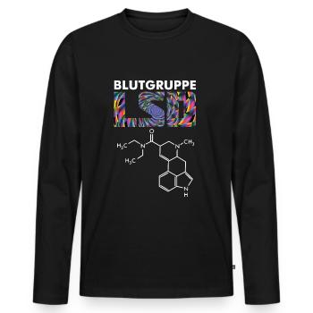 Blutgruppe LSD Strukturformel psychedelisch - Männer Premium Bio Langarmshirt - Schwarz - Vorne - Nico (187cm)
