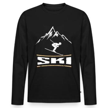 Ski Winter Sports Mountains Skiing - Men's Premium Organic Long Sleeve Shirt - black - Front - Nico (187cm)