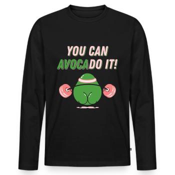 Avocado Fitness Avo Do It! Workout - Men's Premium Organic Long Sleeve Shirt - black - Front - Nico (187cm)