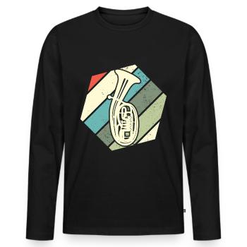 Ténor rétro instrument de musique musicien - T-shirt manches longues Premium bio Homme - noir - Devant - Nico (187cm)