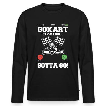 Mon karting appelle le circuit de karting - T-shirt manches longues Premium bio Homme - noir - Devant - Nico (187cm)