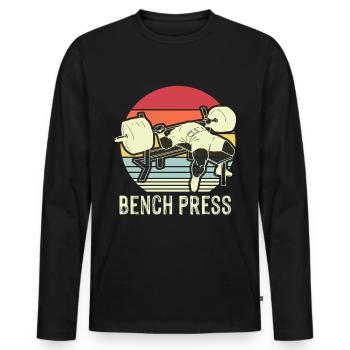 Bench Press Retro Workout Fitness Training - Men's Premium Organic Long Sleeve Shirt - black - Front - Nico (187cm)