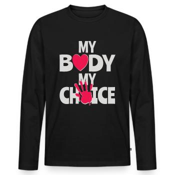Mon corps Ma décision - T-shirt manches longues Premium bio Homme - noir - Devant - Nico (187cm)