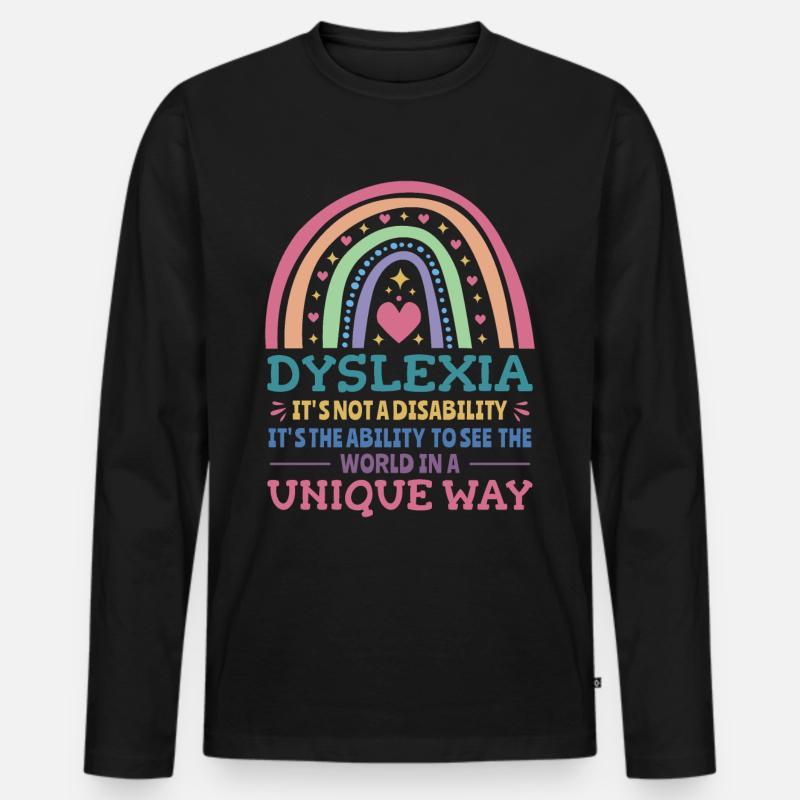 Dyslexie Bewusstsein Legastheniker - Männer Premium Bio Langarmshirt - Schwarz