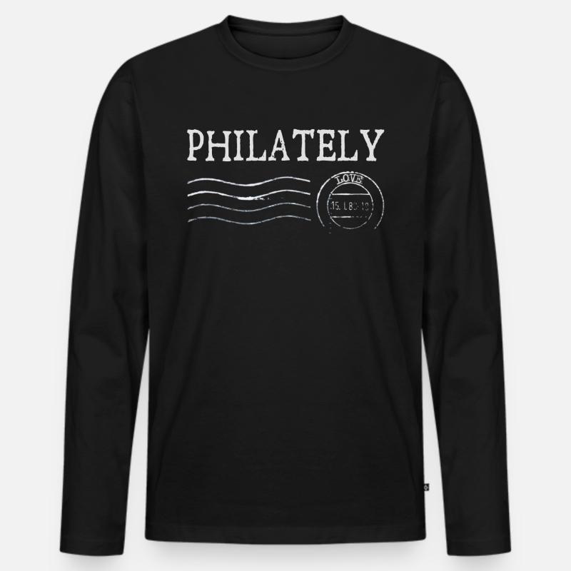 Philatelie - Männer Premium Bio Langarmshirt - Schwarz