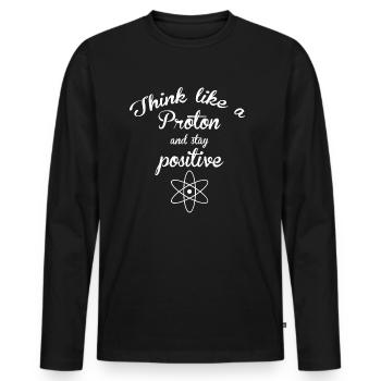 LUSTIGE SPRÜCHE PHYSIK CHEMIE PROTON POSITIV SEIN - Männer Premium Bio Langarmshirt - Schwarz - Vorne - Nico (187cm)
