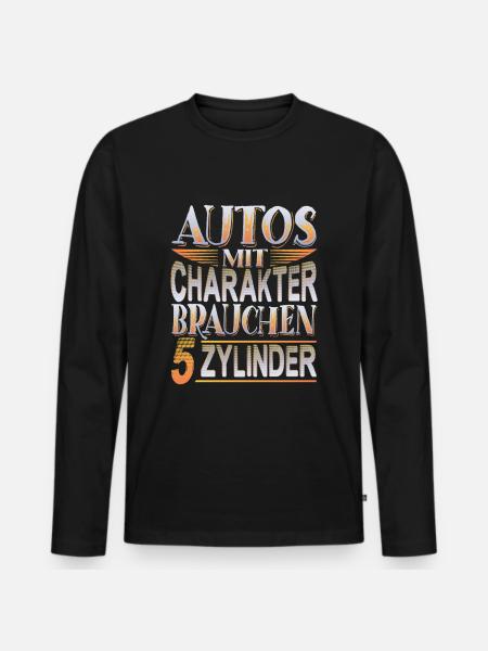 5 Zylinder Power - Männer Premium Bio Langarmshirt - Schwarz