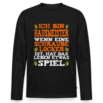 Hausmeister Hauswart Schraube locker Spruch - Männer Premium Bio Langarmshirt - Schwarz - Vorne - Nico (187cm)
