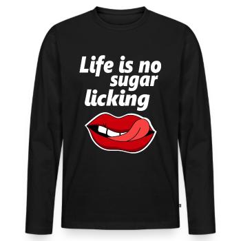 La vie danoise lèche la langue avec sa langue - T-shirt manches longues Premium bio Homme - noir - Devant - Nico (187cm)