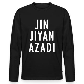 JIN JYAN AZADI - T-shirt manches longues Premium bio Homme - noir - Devant - Nico (187cm)