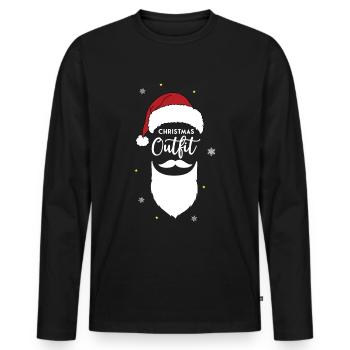Christmas outfit man, wife and children - Men's Premium Organic Long Sleeve Shirt - black - Front - Nico (187cm)
