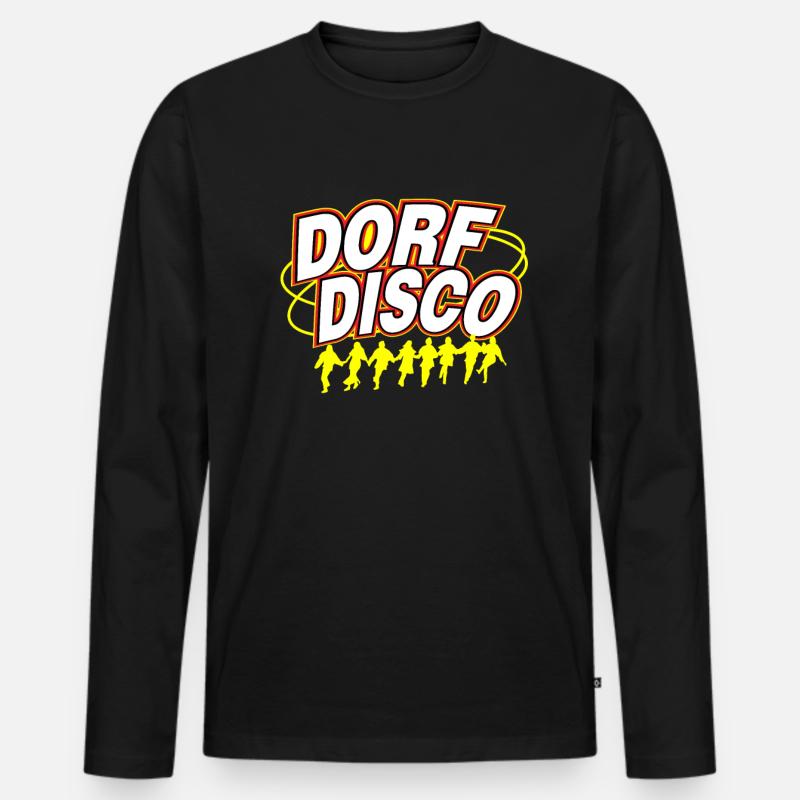 Dorfdisko - Männer Premium Bio Langarmshirt - Schwarz