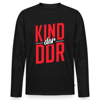 Kind der DDR Ostdeutschland - Männer Premium Bio Langarmshirt - Schwarz - Vorne - Nico (187cm)