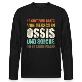 Zwei Arten von Menschen Ossis DDR Ostdeutschland - Männer Premium Bio Langarmshirt - Schwarz - Vorne - Nico (187cm)