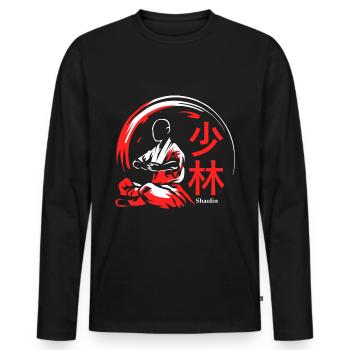 Arts martiaux Shaolin - T-shirt manches longues Premium bio Homme - noir - Devant - Nico (187cm)
