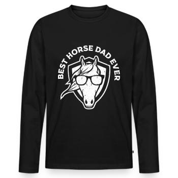 Best Horse Dad Ever horse with sunglasses - Men's Premium Organic Long Sleeve Shirt - black - Front - Nico (187cm)