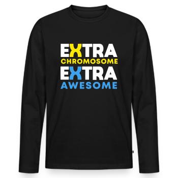 Extra Chromosome Extra Awesome Down Syndrome Aware - Männer Premium Bio Langarmshirt - Schwarz - Vorne - Nico (187cm)