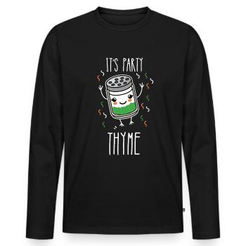 It's Party Thyme Herb Pun - Men's Premium Organic Long Sleeve Shirt - black - Front - Nico (187cm)