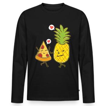 Pineapple Pizza Hawaiian Pizza Pineapple On Pizza - Männer Premium Bio Langarmshirt - Schwarz - Vorne - Nico (187cm)