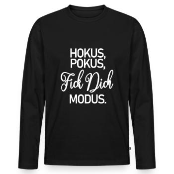Hokus Pokus Fick Dich Modus - Männer Premium Bio Langarmshirt - Schwarz - Vorne - Nico (187cm)