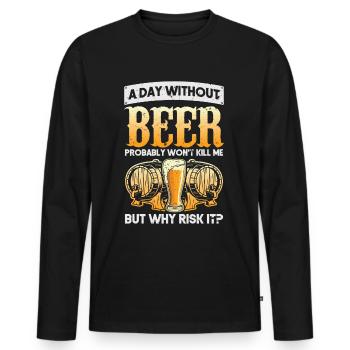 A Day Without Beer Home Brew Craft Beer Glass Keg - Men's Premium Organic Long Sleeve Shirt - black - Front - Nico (187cm)