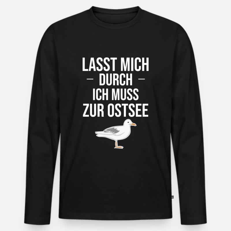 Ostsee Print Geschenk - Männer Premium Bio Langarmshirt - Schwarz