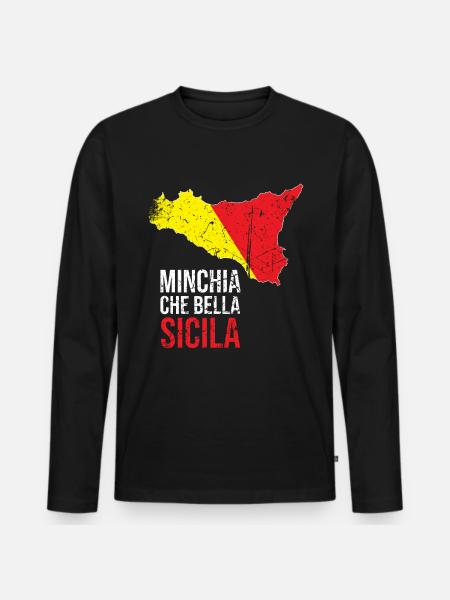 MINCHIA CHE BELLA PALERMO Sicilia - Men's Premium Organic Long Sleeve Shirt - black