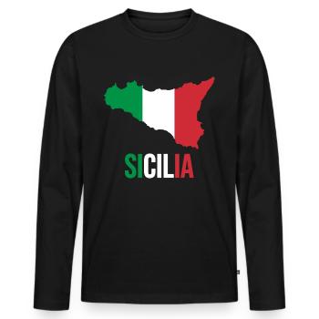 MINCHIA CHE BELLA PALERMO Sicile - T-shirt manches longues Premium bio Homme - noir - Devant - Nico (187cm)