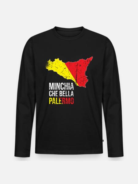 MINCHIA CHE BELLA PALERMO Sicile - T-shirt manches longues Premium bio Homme - noir