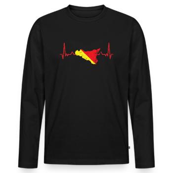 Trinacria Heartbeat Sicilia Heartbeat Sicilia - T-shirt manches longues Premium bio Homme - noir - Devant - Nico (187cm)