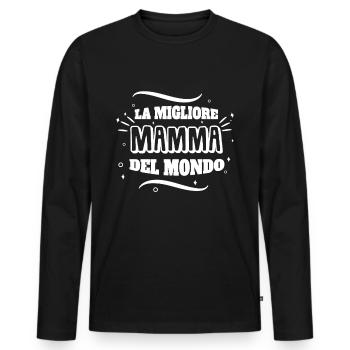 La Migliore Mamma del Mondo - Männer Premium Bio Langarmshirt - Schwarz - Vorne - Nico (187cm)