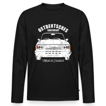 Wartburg 1.3 Classic - Ostdeutsches Kulturgut - Männer Premium Bio Langarmshirt - Schwarz - Vorne - Nico (187cm)