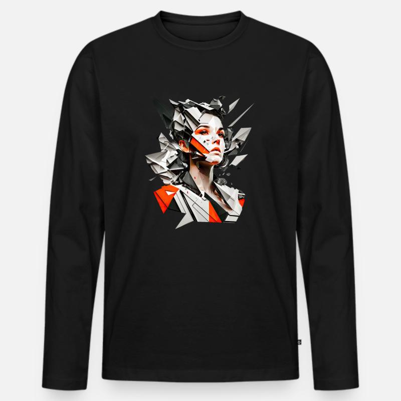 Retro Flash No34 - Männer Premium Bio Langarmshirt - Schwarz