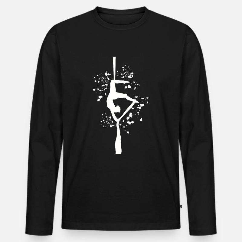 Vertikaltuch Luftakrobatik Aerial Silk - Männer Premium Bio Langarmshirt - Schwarz