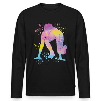 Sprinter Colorsplash Sprintender Sprint - Männer Premium Bio Langarmshirt - Schwarz - Vorne - Nico (187cm)