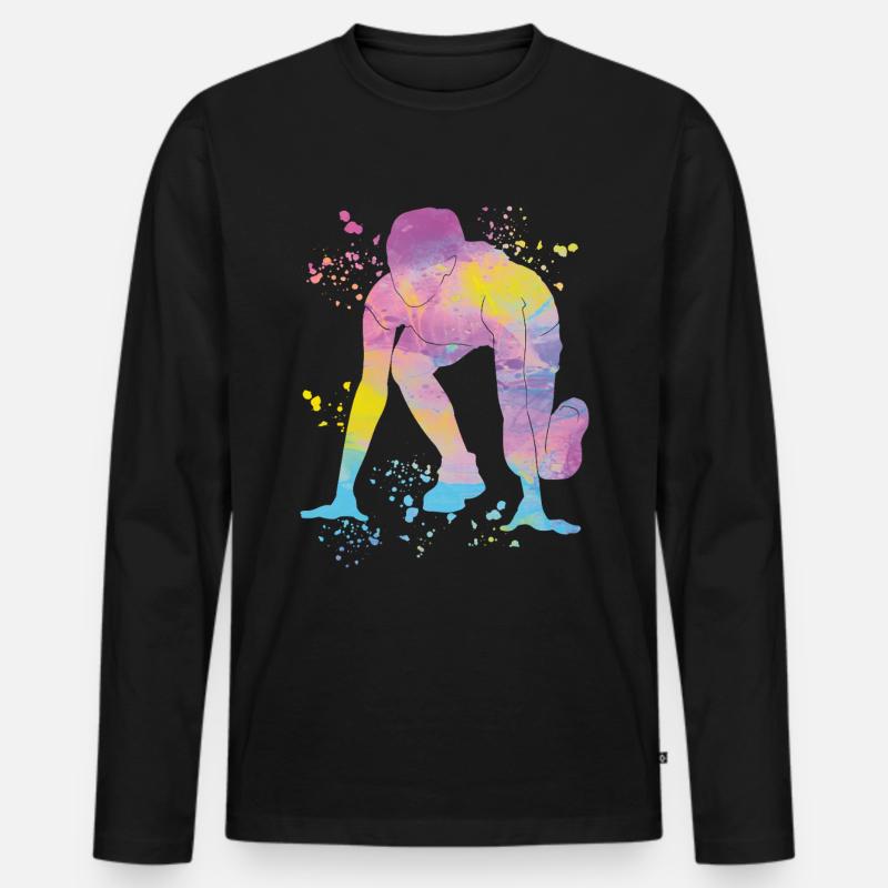 Sprinter Colorsplash Sprintender Sprint - Männer Premium Bio Langarmshirt - Schwarz