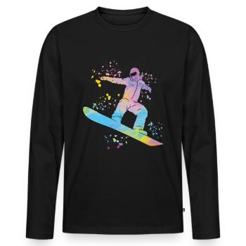 Snowboarder Snowboarding Snowboard - Men's Premium Organic Long Sleeve Shirt - black - Front - Nico (187cm)