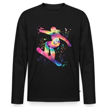 Snowboarder Snowboarding Snowboard - Men's Premium Organic Long Sleeve Shirt - black - Front - Nico (187cm)