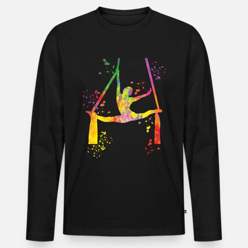 Vertikaltuch Luftakrobatik Aerial Silk - Männer Premium Bio Langarmshirt - Schwarz
