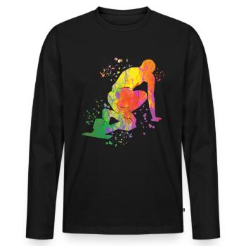 Sprinter Colorsplash Sprintender Sprint - Männer Premium Bio Langarmshirt - Schwarz - Vorne - Nico (187cm)