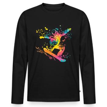 Snowboarder Snowboarding Snowboard - Men's Premium Organic Long Sleeve Shirt - black - Front - Nico (187cm)