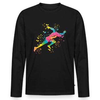 Sprinter Colorsplash Sprintender Sprint - Männer Premium Bio Langarmshirt - Schwarz - Vorne - Nico (187cm)