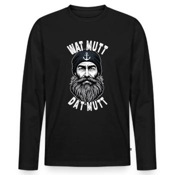 East Frisian North Sea Seaman Wat Mutt Dat Mutt - Men's Premium Organic Long Sleeve Shirt - black - Front - Nico (187cm)