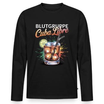 Blutgruppe Cuba Libre Cocktail Barkeeper - Männer Premium Bio Langarmshirt - Schwarz - Vorne - Nico (187cm)